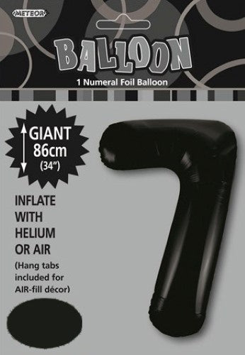 Black "7" Numeral Foil Balloon 86cm (34"